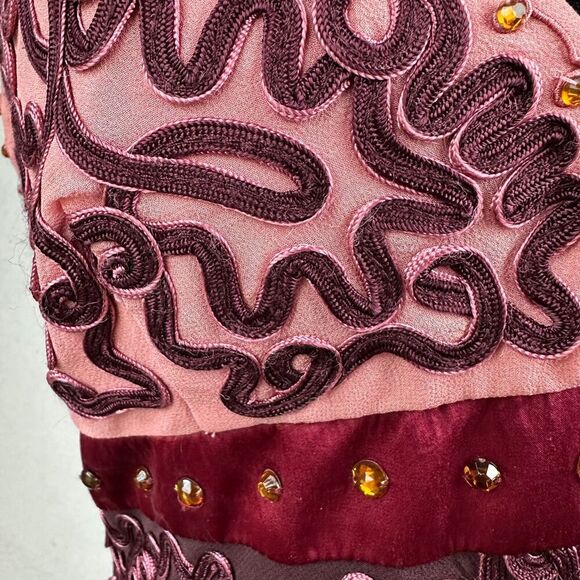 Vtg Sue Wong Silk Cocktail Dress Size 10 Beaded Halter Mermaid Tiered Romantic - Picture 5 of 16